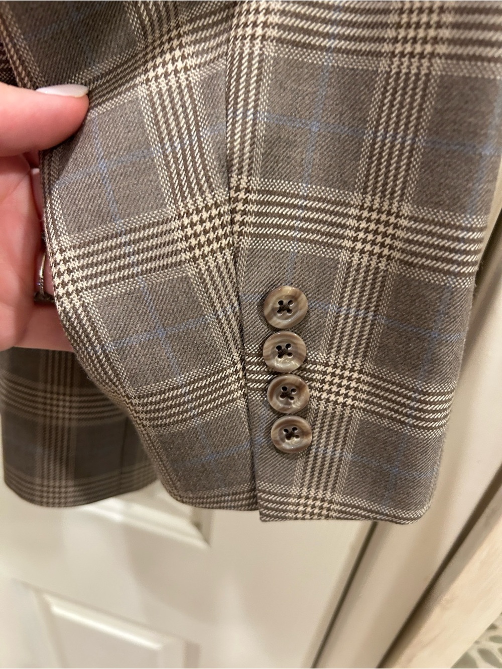 JP Tilford Samuelsohn Taupe Plaid Blazer - Classic Tailored Suit Jacket 46 R - Picture 7 of 8